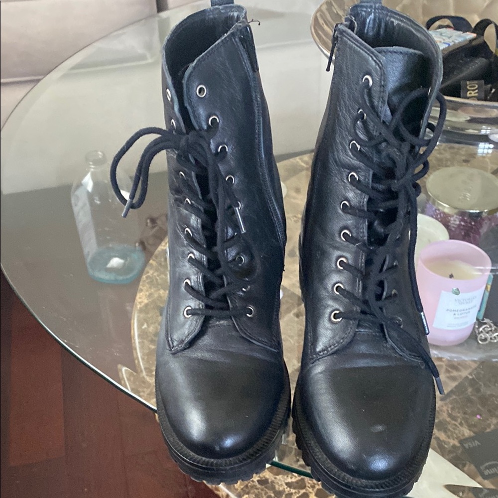 Steve Madden Leather Lace-Up Combat Boots